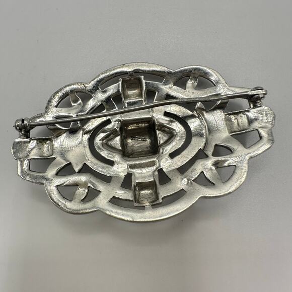 Antique Art Deco 1920s 1930s sterling silver genuine marcasite pin brooch - Picture 7 of 10